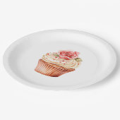 おしゃれなバラピンクのチーク ブッシュ プレゼント 誕生日 ペーパープレート (アングル)