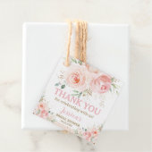 おしゃれなバラピンクの花のベビー ブライダルシャワー 誕生日 フェイバータグ (インサイチュ)