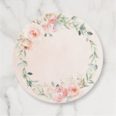 おしゃれなバラピンクの花のベビー ブライダルシャワー 誕生日 フェイバータグ (裏面)