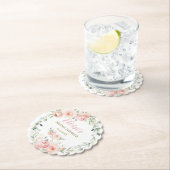 おしゃれなバラピンクの花のベビー ブライダルシャワー 誕生日 ペーパーコースター (インサイチュ)