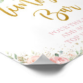 おしゃれなバラピンクの花のミモザバー さわやかなドリンク ポスター (角)