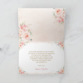 おしゃれなバラピンクの花柄ベビー ブライダルシャワー ウェディング サンキューカード (内部)