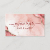おしゃれなバラ色とゴールドの水彩 名刺 (正面)