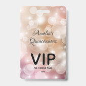 おしゃれなバラ色のクイーンセニョーラ招待状 VIPパス バッジ (正面)