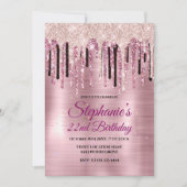 おしゃれなバラ色のチークピンクの垂れるモノグラムノート 招待状 (正面)