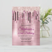 おしゃれなバラ色のチークピンクの垂れるモノグラムノート 招待状 (スタンド正面)