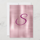 おしゃれなバラ色のチークピンクの垂れるモノグラムノート 招待状 (裏面)