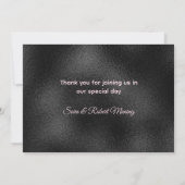 おしゃれなバラ色のチーク、黒のグリッター垂れ下がったモノグラム サンキューカード (裏面)