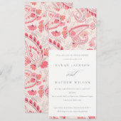 おしゃれなバラ色のペイズリー タイポグラフィー 誕生日記念日いつでも使える 招待状 (正面/裏面)