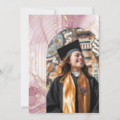 おしゃれなバラ色の水彩カリグラフィー卒業式 招待状 (裏面)