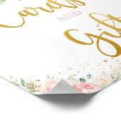 おしゃれなバラ色の花のカードとギフトのテーブルサイン ポスター (角)