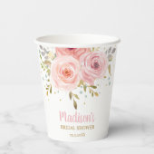 おしゃれなバラ色の花のベビーシャワー・誕生日パーティー 紙コップ (裏面)