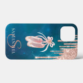 おしゃれなバレエシューズ ローズゴールド グリッター ドリップス Case-Mate iPhoneケース (裏面 (横))