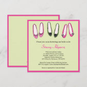 おしゃれなバレエ フラット シューズ ブライダル シャワー 招待状 (正面/裏面)