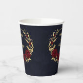 おしゃれなバーガンディとゴールドのネイビー 紙コップ (左)