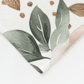 おしゃれなバーガンディクリームフラワープリント フリースブランケット (角)