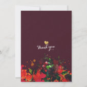 おしゃれなバーガンディーレッドの花飾りストリングライトベビーシャワー 招待状 (裏面)