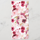 おしゃれなバーガンディ＆ブッシュピンクの花の結婚式メニュー メニュー (裏面)