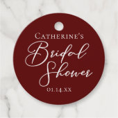 おしゃれなバーガンディ ブライダルシャワー パーソナライズ パーティー フェイバータグ (正面)