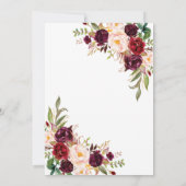 おしゃれなバーガンディ マーサラ フラワーリース ウェディング 招待状 (裏面)