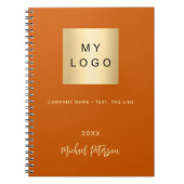 おしゃれなバーントオレンジのエレガントなモノグラム ノートブック (正面)