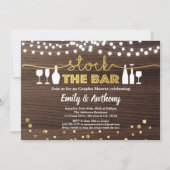 おしゃれなバー在庫招待状 ラスティックウッド&フェイクゴールド 招待状 (正面)