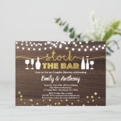 おしゃれなバー在庫招待状 ラスティックウッド&フェイクゴールド 招待状 (スタンド正面)