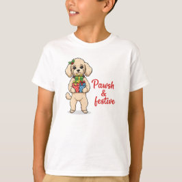 おしゃれなパウシュ+クリスマスの犬の服 おめかしした冬のわんこがかわいいドッグTシャツ Tシャツ