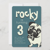 おしゃれなパグの犬の誕生日招待状 招待状 (正面)