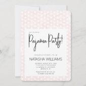 おしゃれなパジャマパーティー パステルピンクの水玉  招待状 (正面)