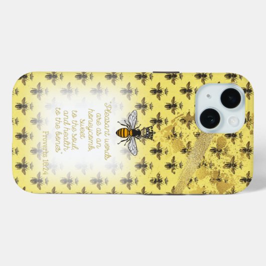 おしゃれなパステルイエローゴールドビーグリッドビーブルクイーンビー Case-Mate iPhoneケース (裏面 (横))