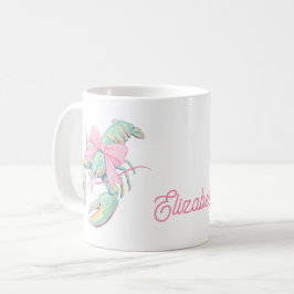 おしゃれなパステルカラーの水彩ロブスターパーソナライズデザイン コーヒーマグカップ