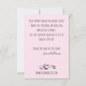 おしゃれなパステルカラーの葉っぱの髪飾りスタイリスト フラワー クラウン サンキューカード (裏面)