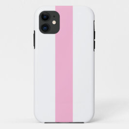 おしゃれなパステルピンクの縦ストライプの白背景 iPhone 11 ケース
