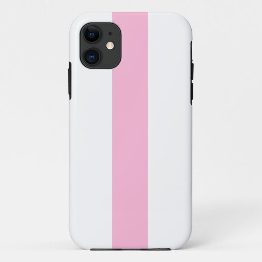 おしゃれなパステルピンクの縦ストライプの白背景 Case-Mate iPhoneケース (裏面)