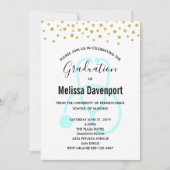 おしゃれなパステルブルーの看護師卒業おめでとうカード 招待状 (正面)