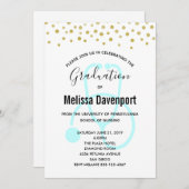 おしゃれなパステルブルーの看護師卒業おめでとうカード 招待状 (正面/裏面)