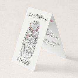 おしゃれなパステルヘアスタイリストの編み込みヘアスタイルの花 名刺