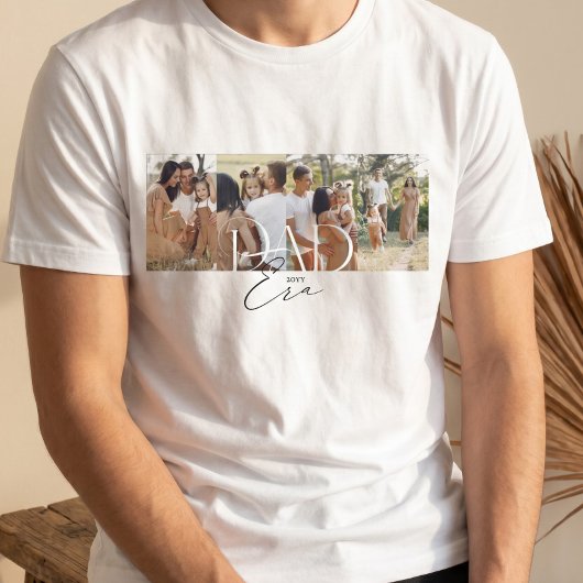 おしゃれなパパ時代の家族写真コラージュ 父の日ギフト Tシャツ