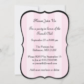 おしゃれなパリのピンクストライプ 黒のエッフェル塔 招待状 (裏面)