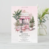 おしゃれなパリのフレンチカフェでのブライズシャワー 招待状 (スタンド正面)