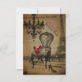 おしゃれなパリジェンヌ風の華やかなステレオの誕生日カード 招待状