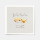 おしゃれなパンとバターの結婚前お披露目パーティー スタンダードカクテルナプキン (正面)