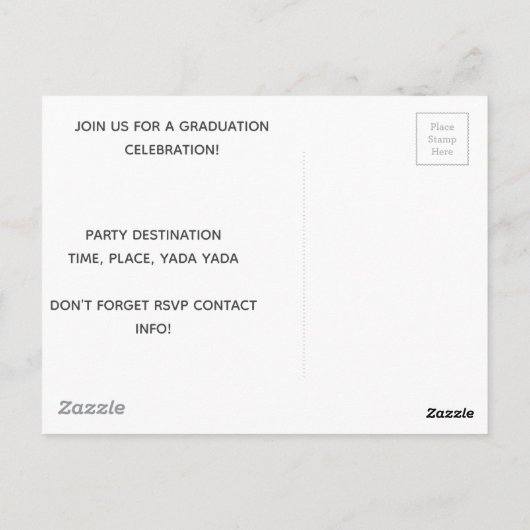 おしゃれなパンツの面白い卒業パーティーの招待状 ポストカード (裏面)