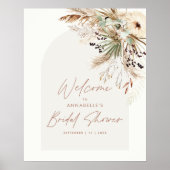 おしゃれなパンパス草のモダンなエレガントなブライダルシャワー ポスター (正面)