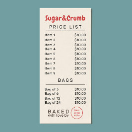 おしゃれなパン屋さん向け価格表 ラックカード