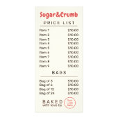 おしゃれなパン屋さん向け価格表 ラックカード (正面)
