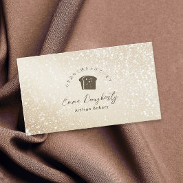 おしゃれなパン屋のゴールドグリッター ミニマルなパンのロゴ 名刺
