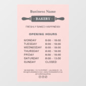 おしゃれなパン屋の営業時間表示ピンキーローラー ウィンドウサイン (シート)