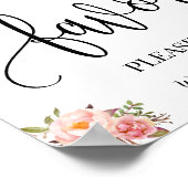 おしゃれなパーティーサイン ウェディング レセプション ボヘミアンチック ピンク ポスター (角)